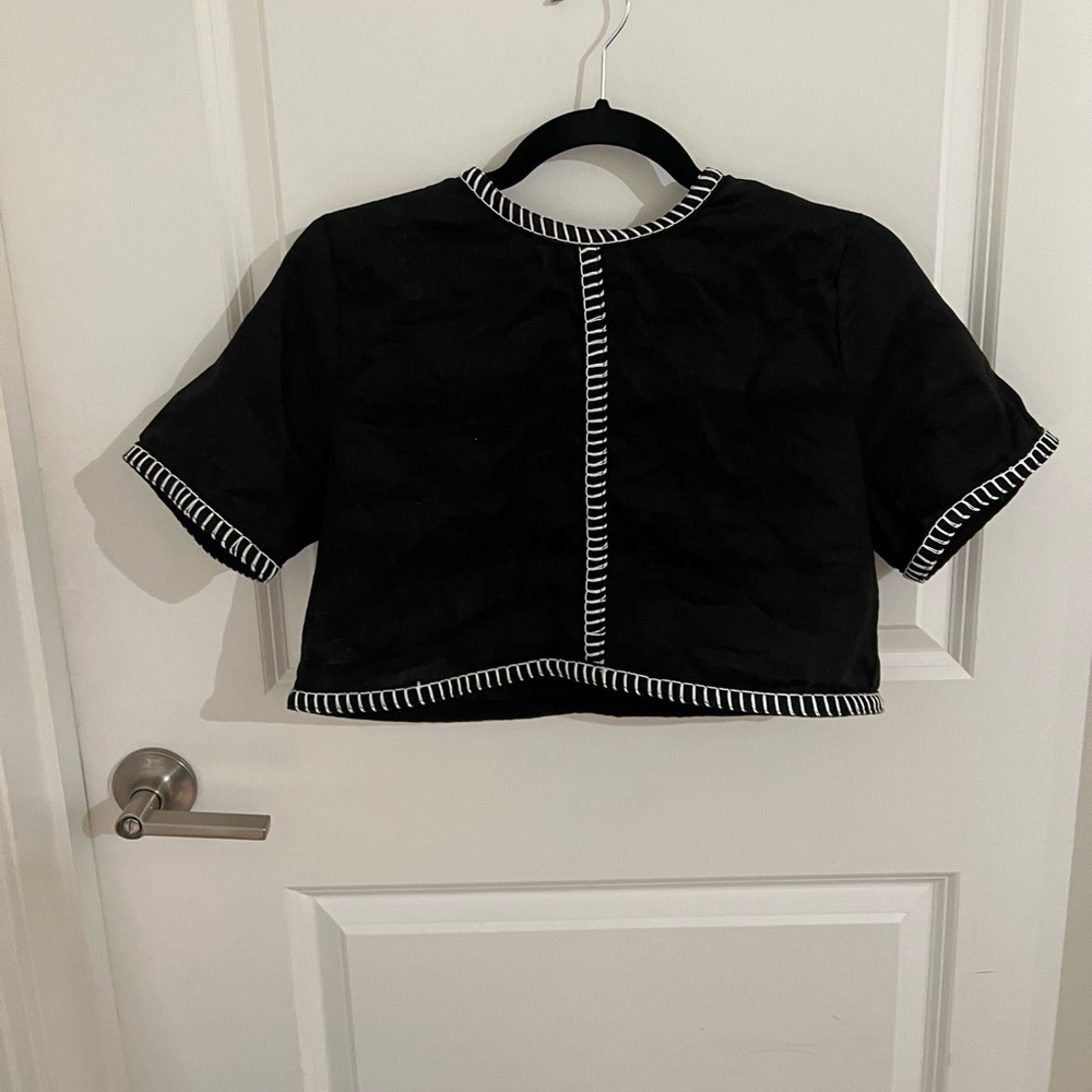 DISSH Bella Linen Crop Top in Black | US6